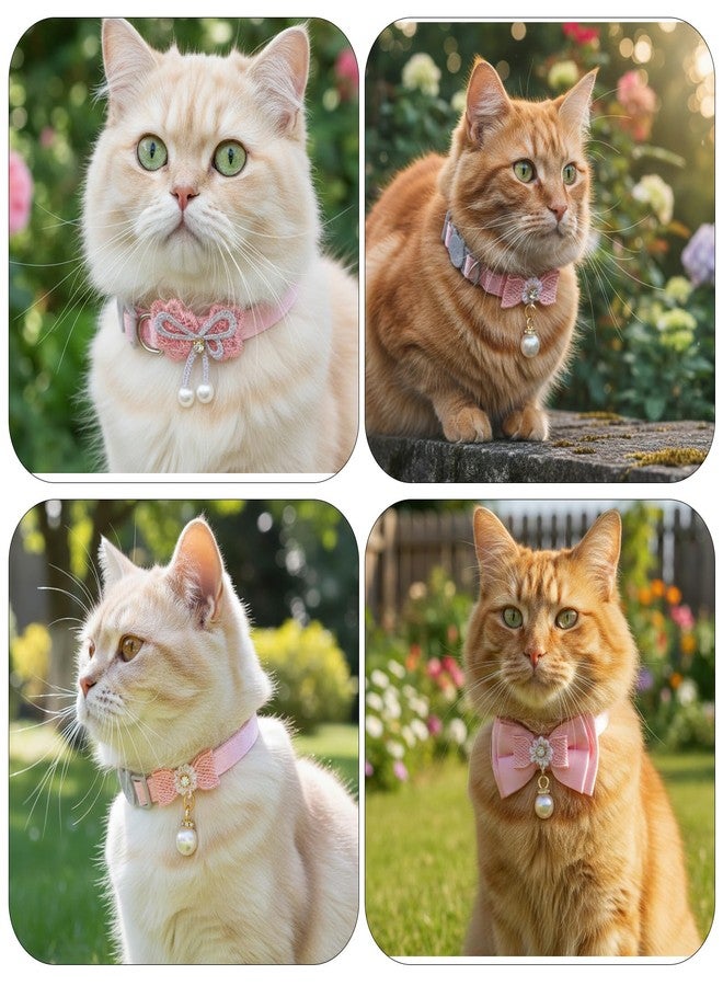 Hpmjz 3Pcs Adorable Cat Collar with Bow, Cute Kitten Collars for Girl Cats Adjustable Pink Cat Bows Breakaway Safety Cats Bowtie Collar Pet Collars with Safety Buckle Soft Necklace with Bowtie for Pet - Image 5